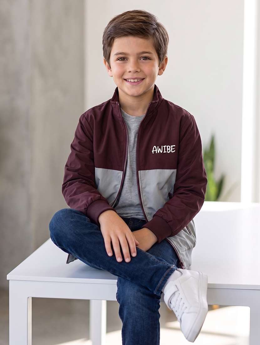 boys colourblocked long sleeves regular jacket