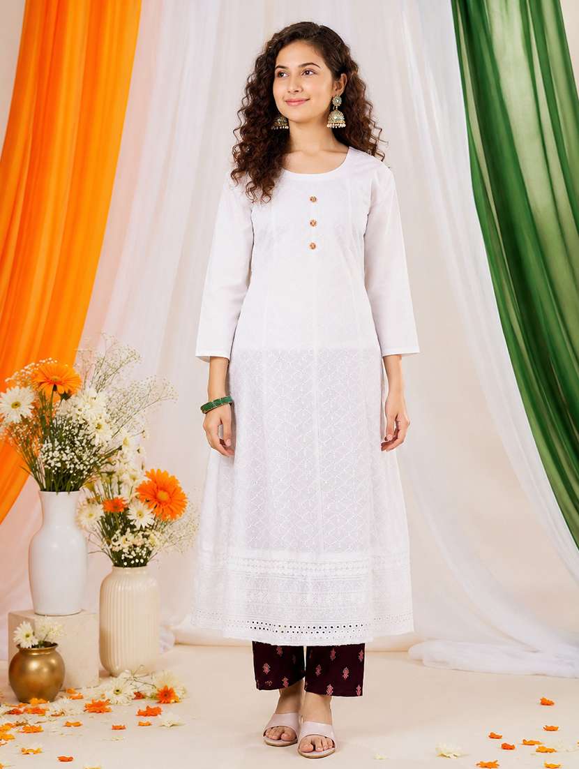white cotton straight kurta