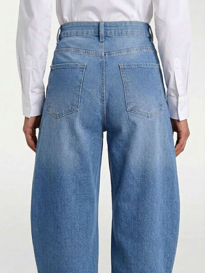 Women Washed High Rise Barrel Jeans - 22616956 -  Standard Image - 3