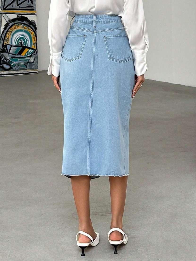 Women Solid High Rise Pencil Skirt - 22617006 -  Standard Image - 3