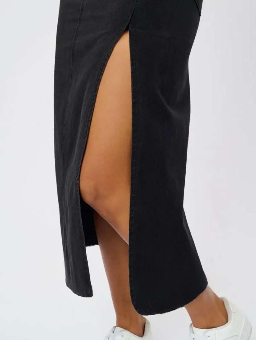 Women Solid High Rise Denim Skirt - 22617016 -  Standard Image - 3