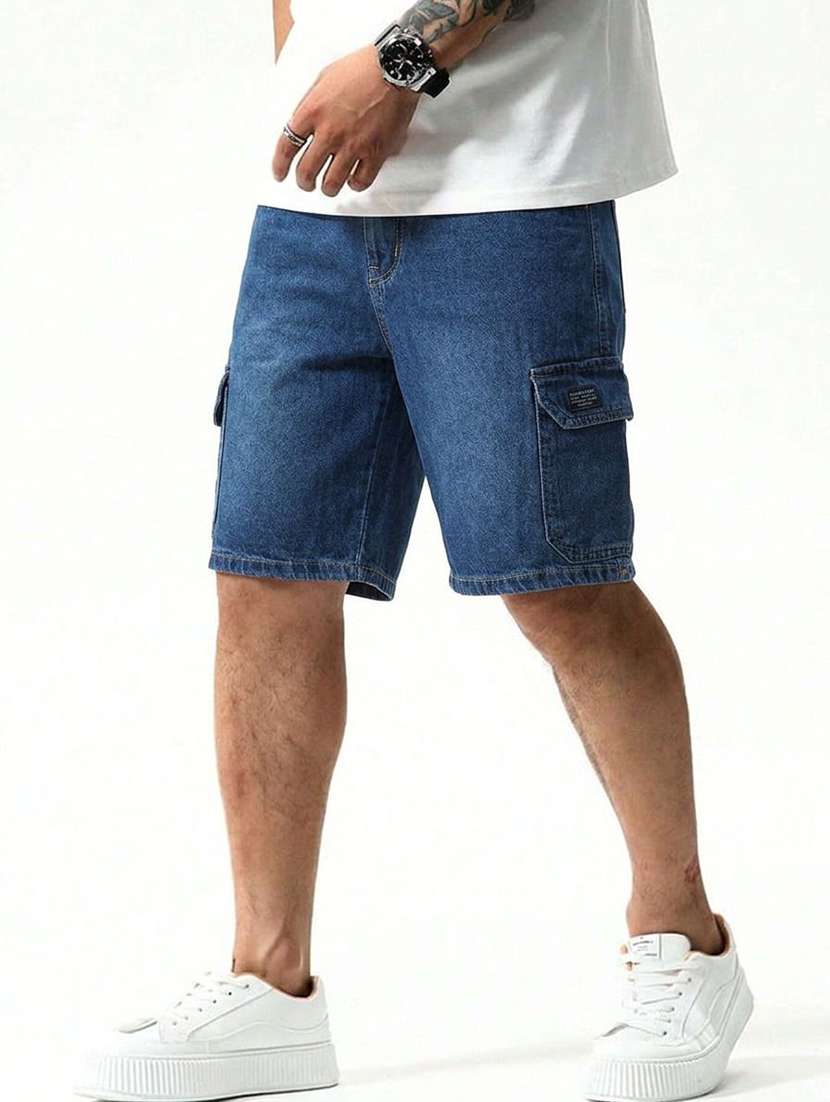 Men Washed Mid Rise Regular Fit Cargo Shorts - 22617043 -  Standard Image - 3
