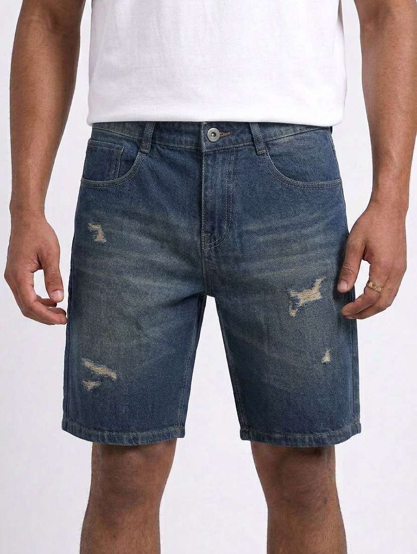 Men Distressed Mid Rise Denim Shorts - 22617048 -  Standard Image - 3