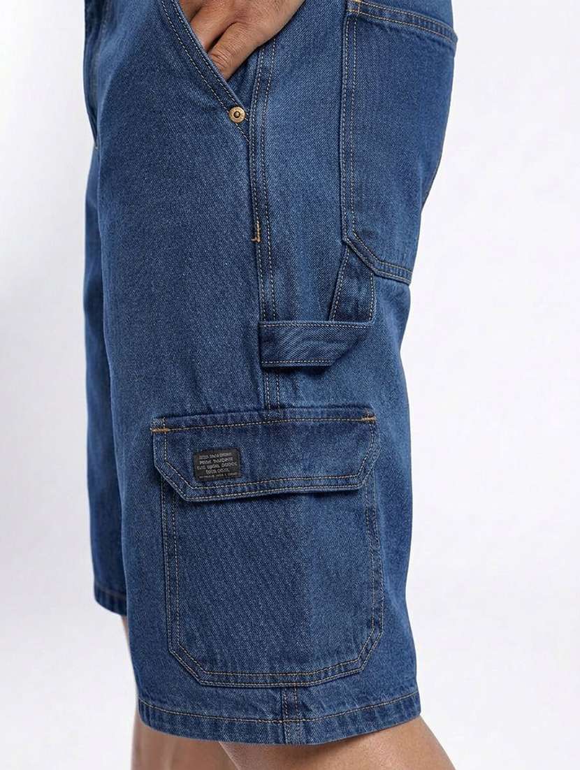 Men Washed Mid Rise Regular Fit Cargo Shorts - 22617052 -  Standard Image - 3