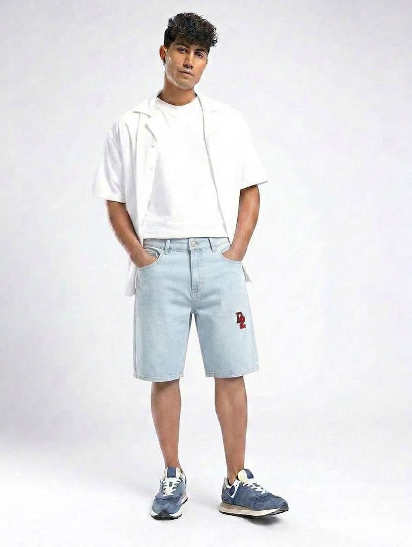 Men Washed Mid Rise Regular Fit Shorts - 22617058 -  Standard Image - 3