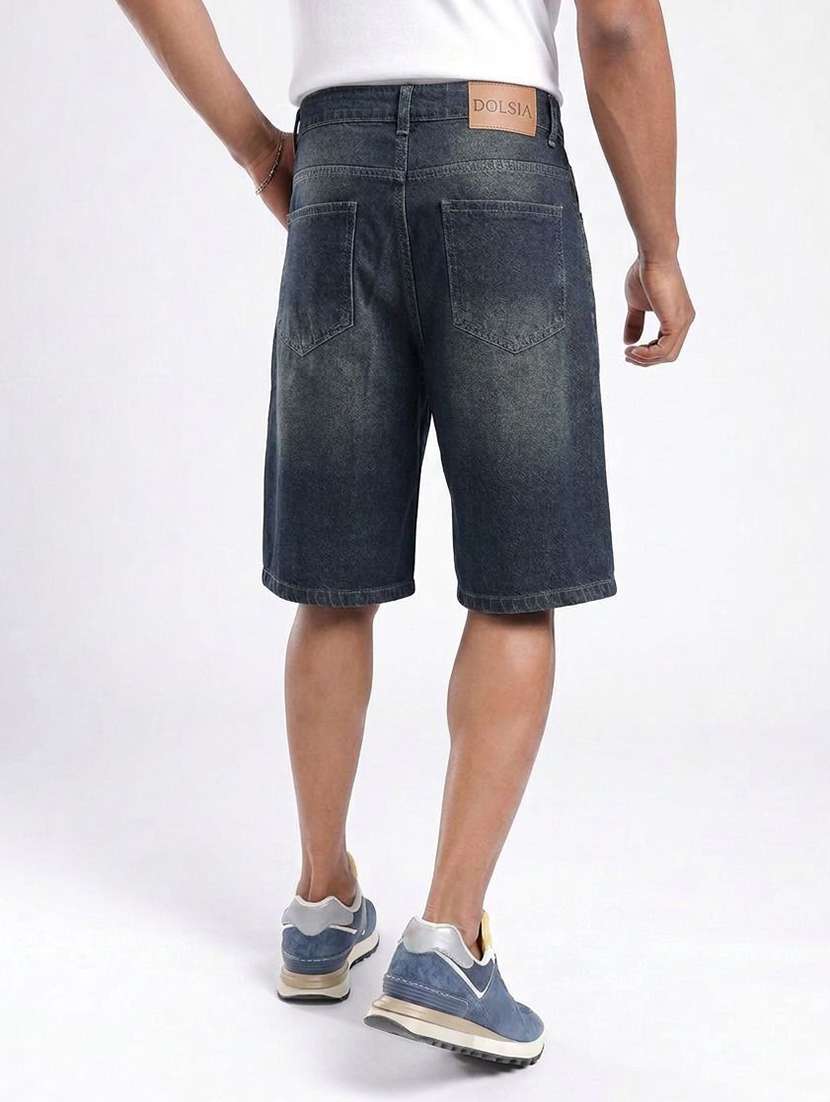 Men Washed Mid Rise Regular Fit Shorts - 22617065 -  Standard Image - 3