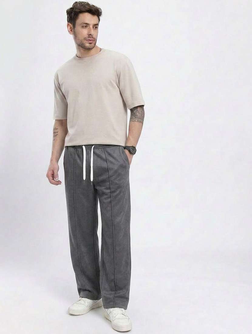 Men Solid Mid Rise Regular Fit Track Pant - 22617103 -  Standard Image - 3
