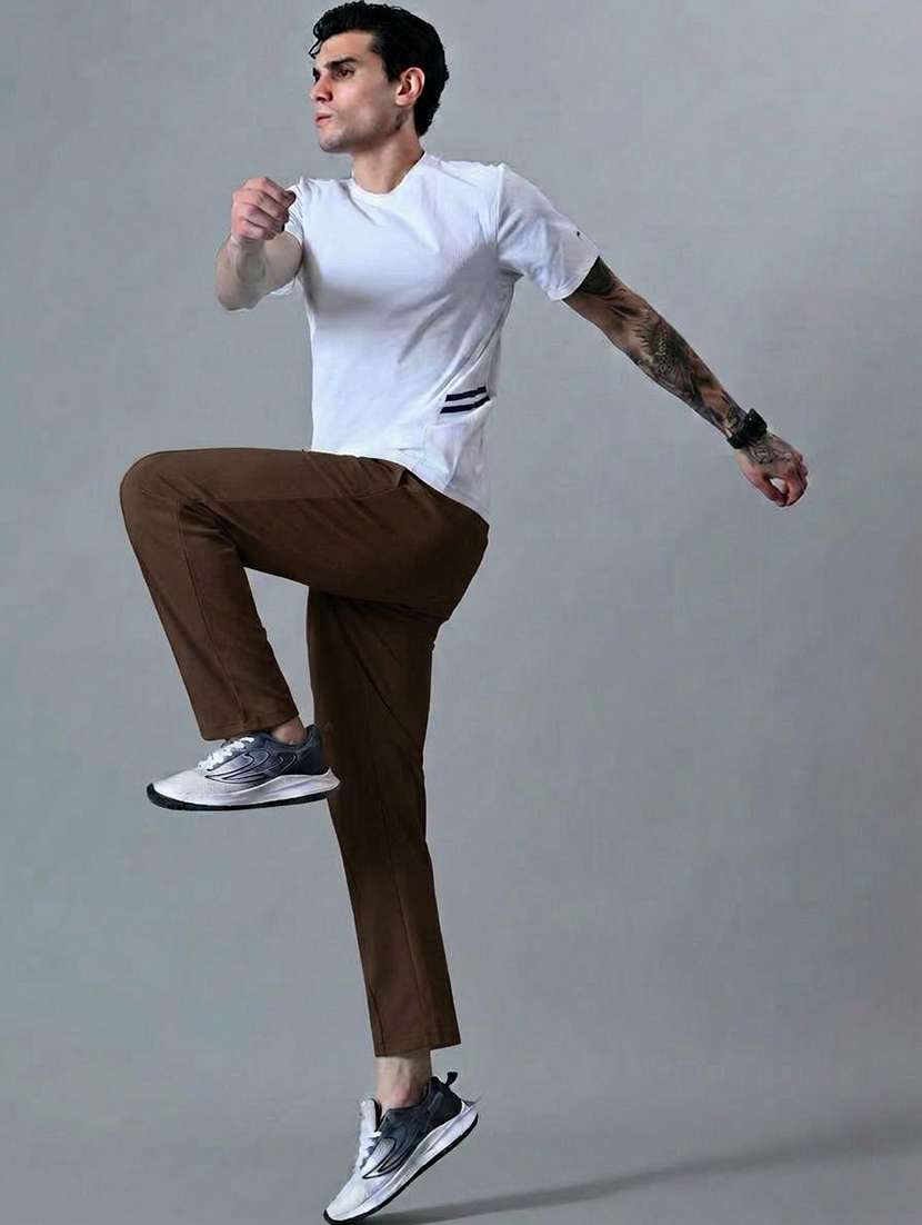 Men Solid Id Rise Regular Fit Track Pant - 22617105 -  Standard Image - 5