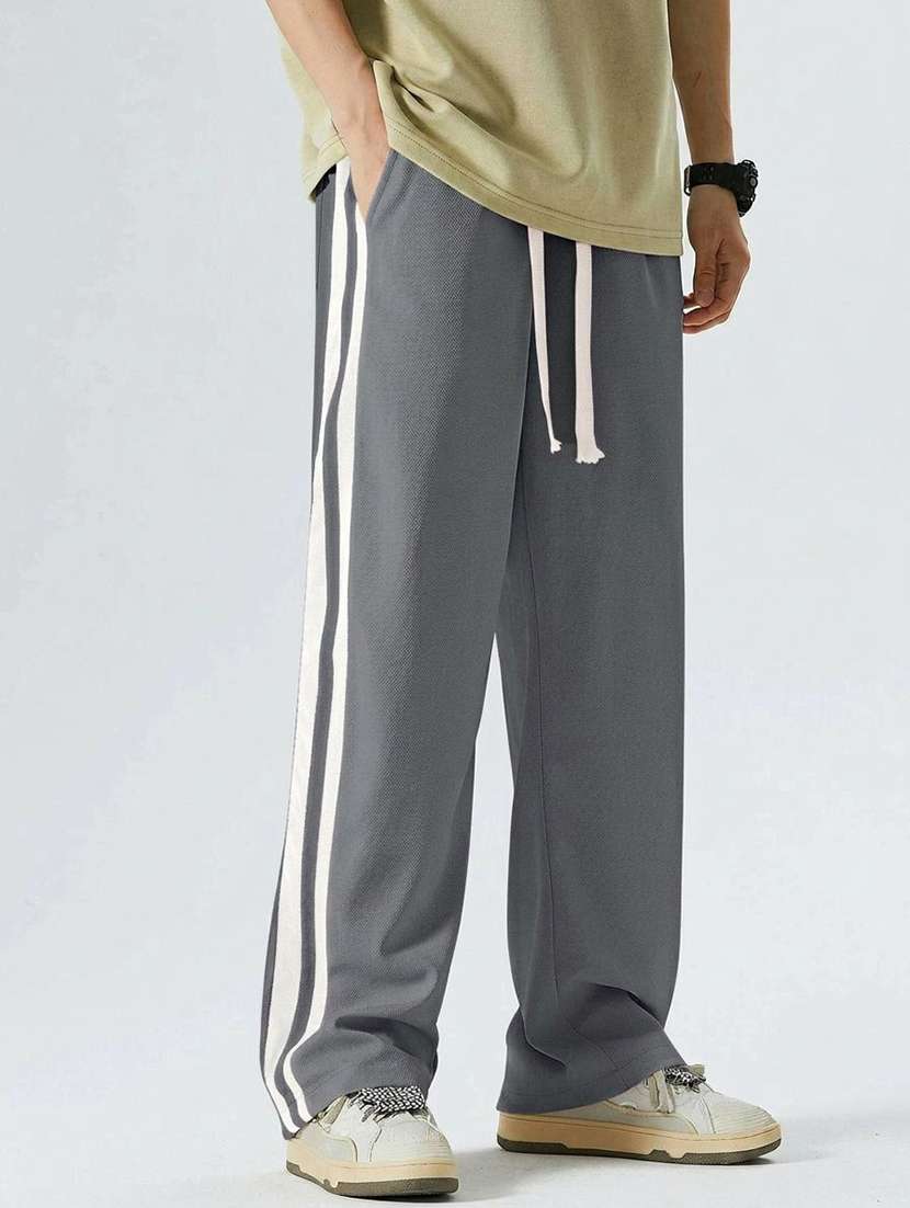 men side taped mid rise relaxed fit track pant