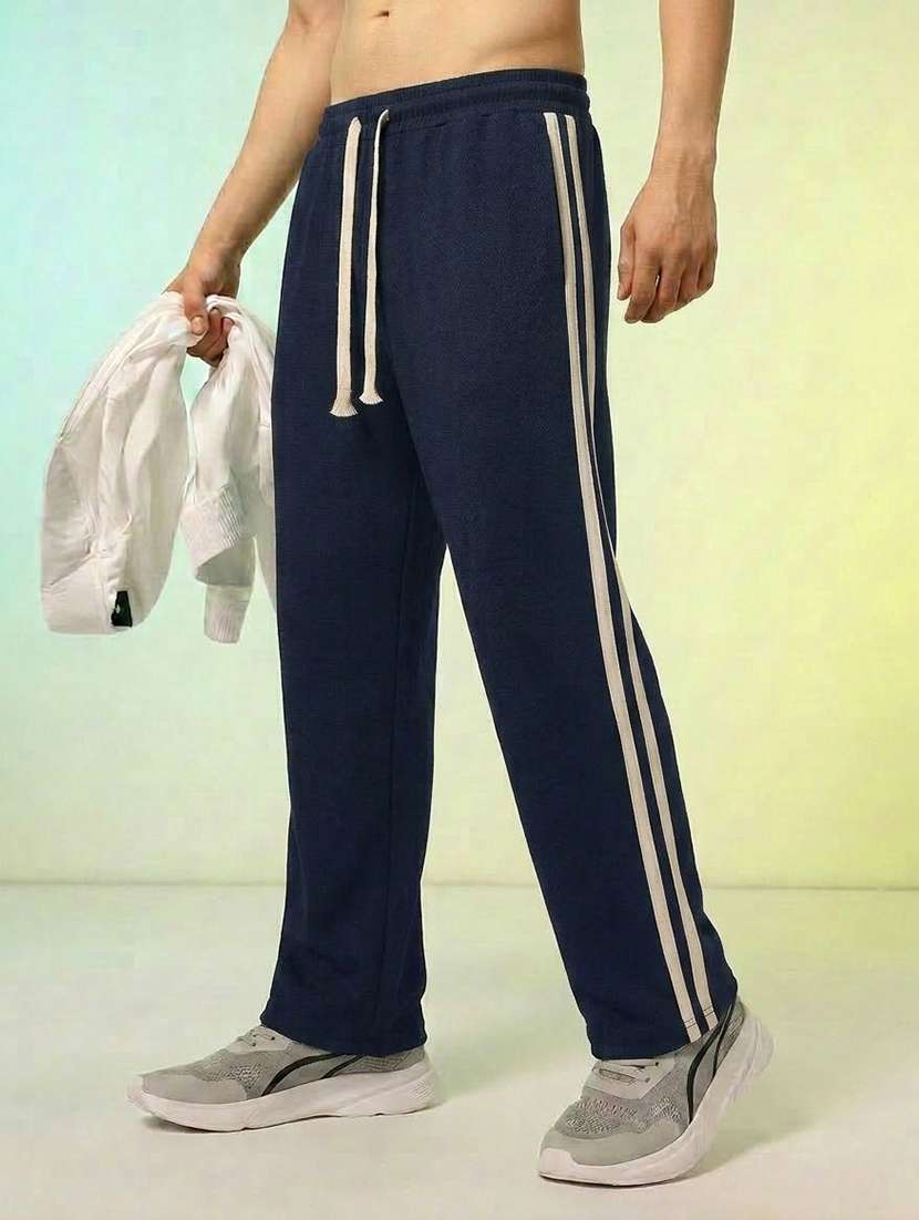 men side taped mid rise relaxed fit track pant