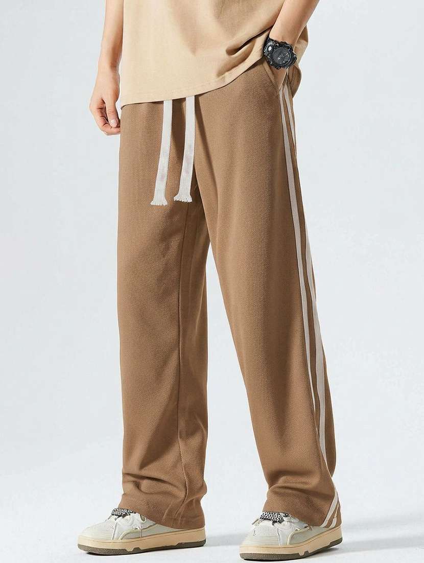 men side taped mid rise relaxed fit track pant