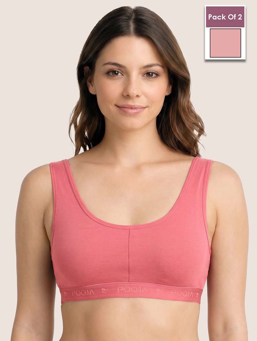 women pack of 2 solid full coverage sports bra
