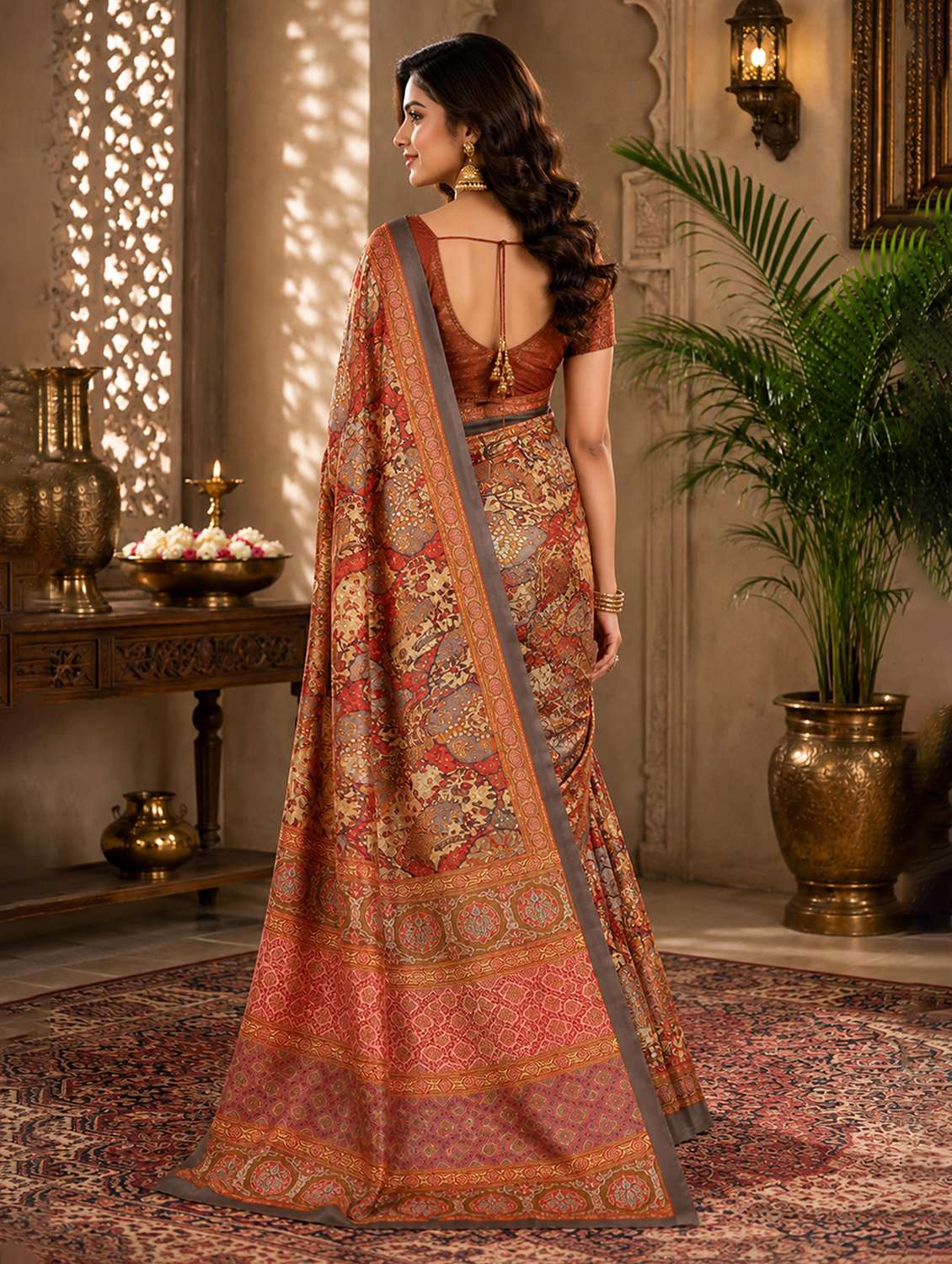 Women Printed Casual Wear Saree With Blouse - 22618121 -  Standard Image - 3