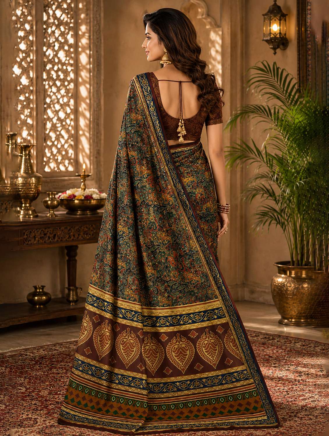 Women Printed Casual Wear Saree With Blouse - 22618122 -  Standard Image - 3