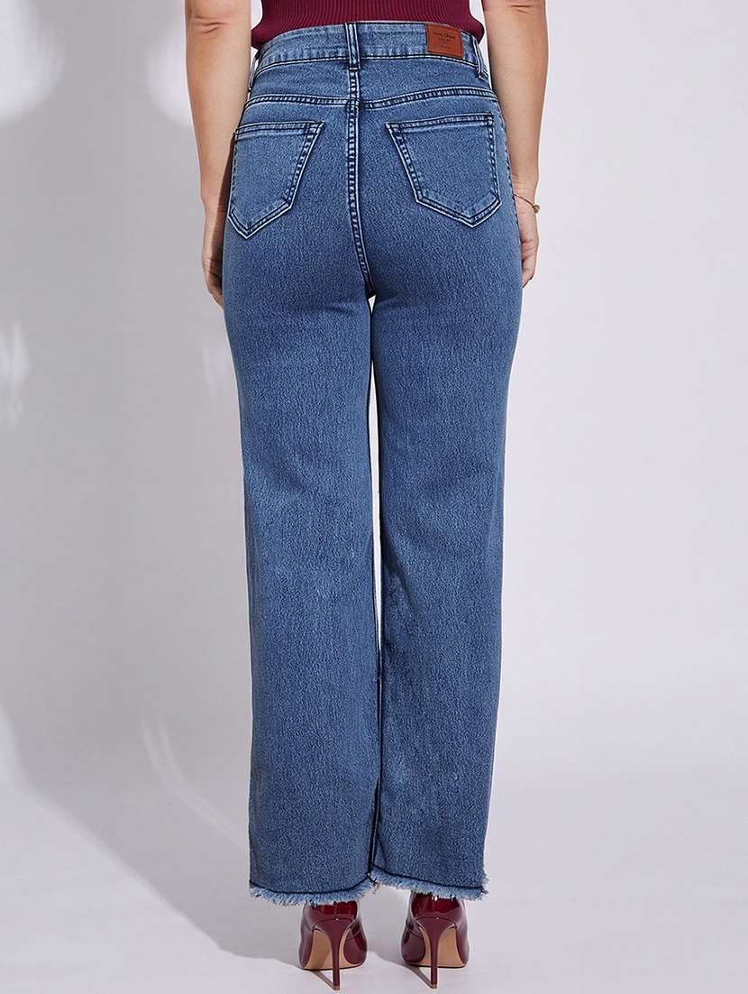 Women Washed High Rise Wide Leg Jeans - 22618219 -  Standard Image - 3