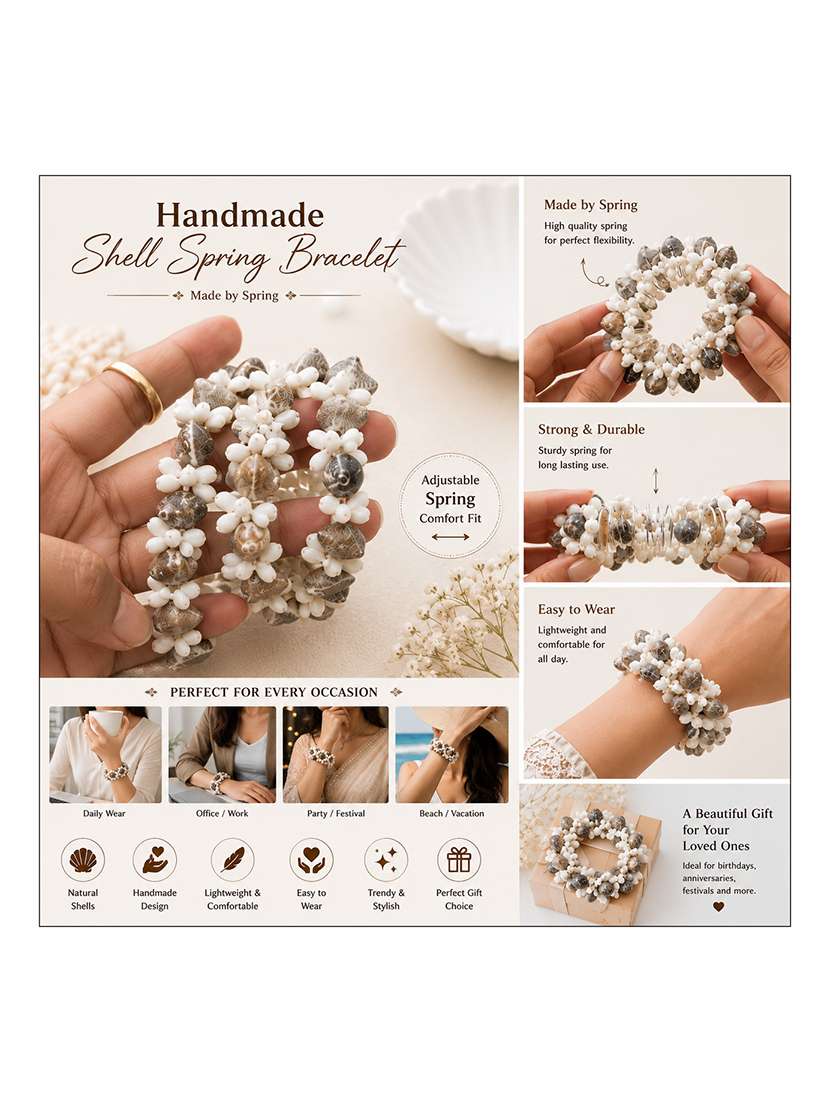  white handmade shell bangle bracelet  - 22618330 -  Standard Image - 3