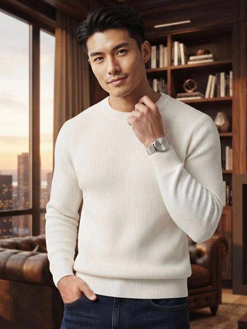 men solid long sleeves pullover