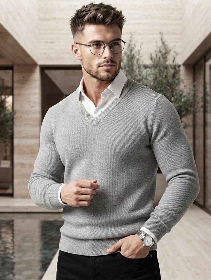 men solid long sleeves pullover