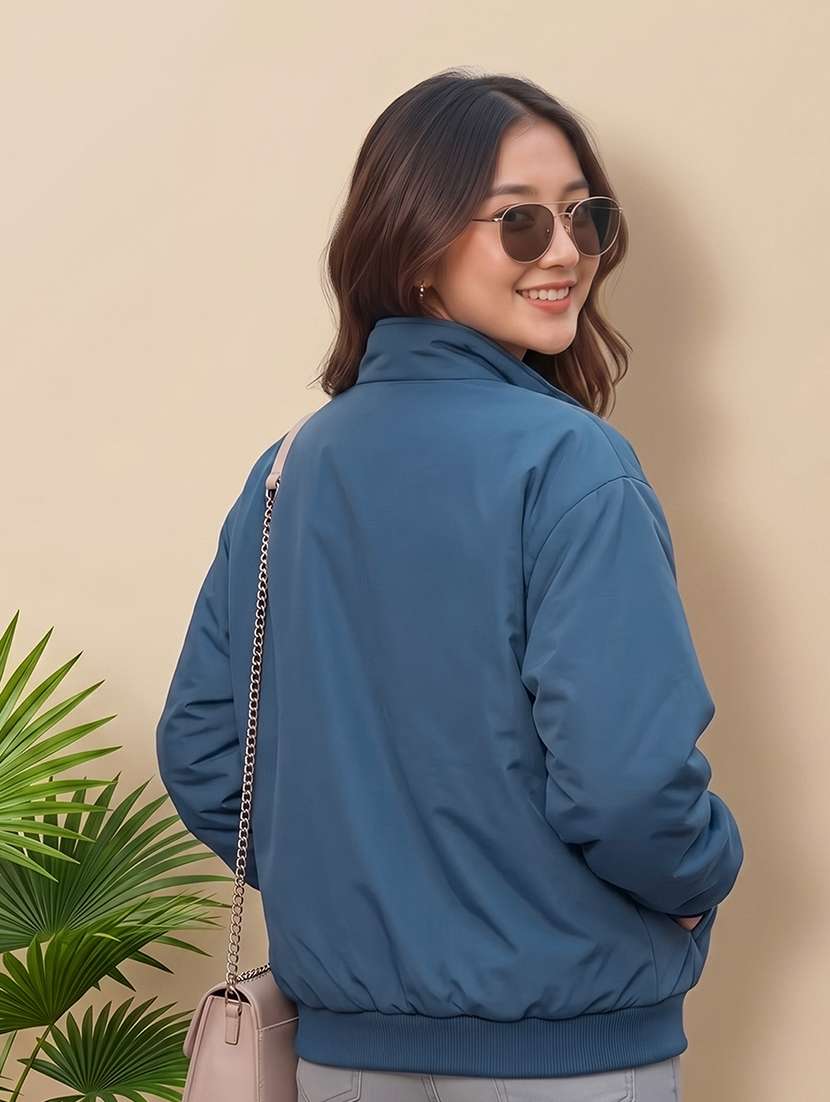 women solid long sleeves reversible jacket - 22618464 -  Standard Image - 5