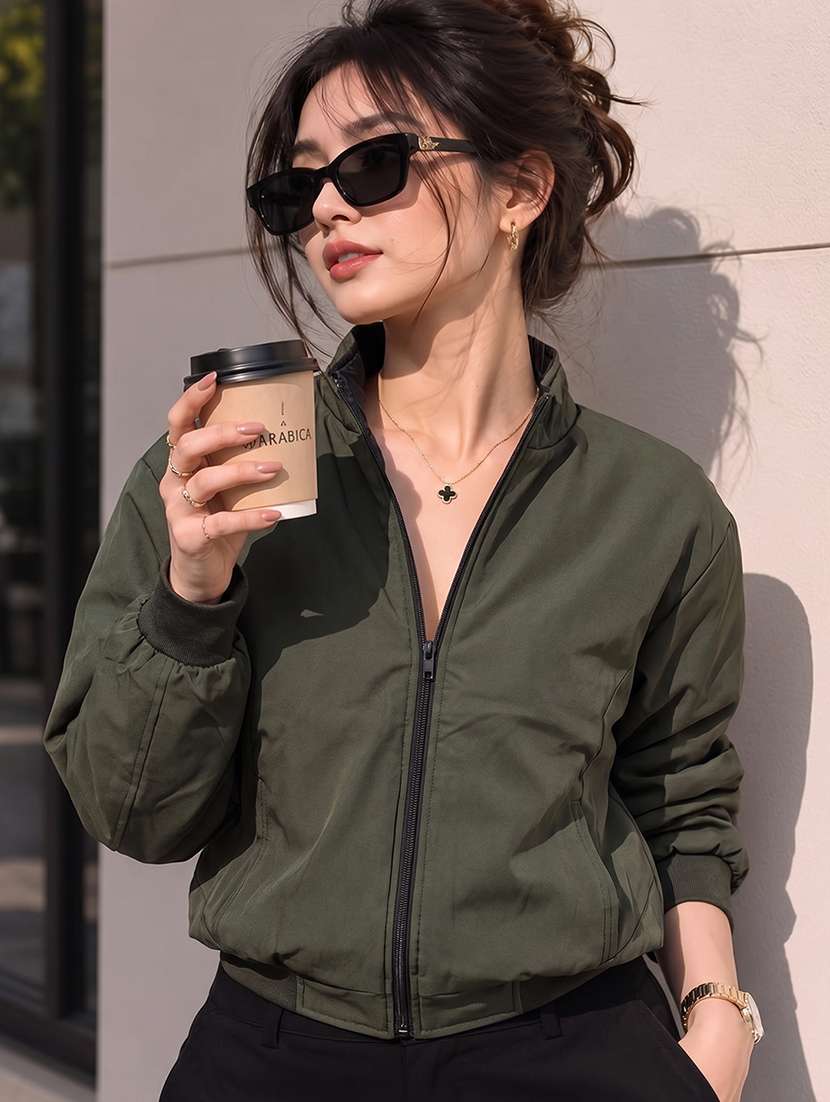 women solid long sleeves reversible jacket - 22618473 -  Standard Image - 3