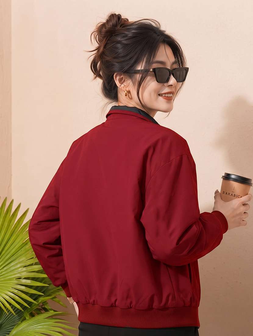 women solid long sleeves reversible jacket - 22618475 -  Standard Image - 5