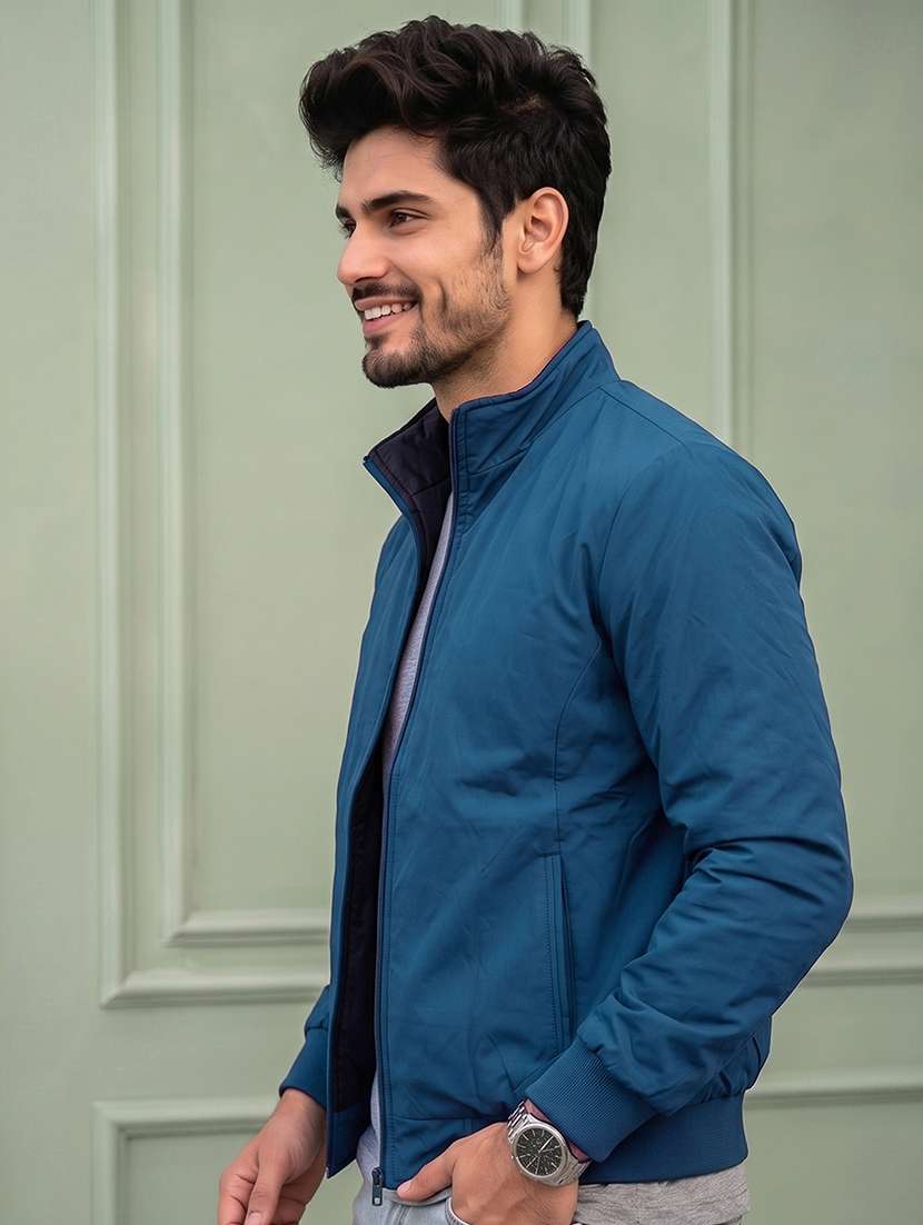 men solid long sleeves reversible bomber jacket - 22618481 -  Standard Image - 3
