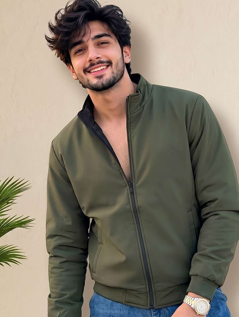Men Solid Long Sleeves Reversible Bomber Jacket - 22618482 -  Standard Image - 3