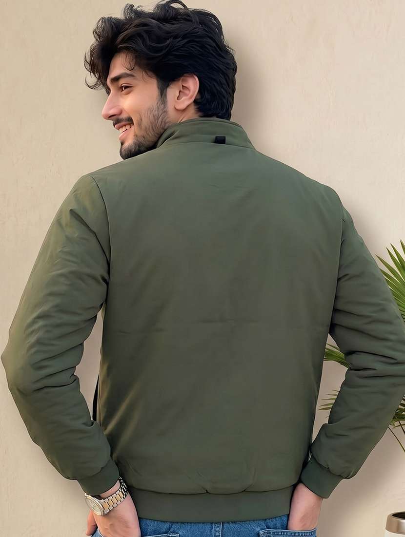 Men Solid Long Sleeves Reversible Bomber Jacket - 22618482 -  Standard Image - 5