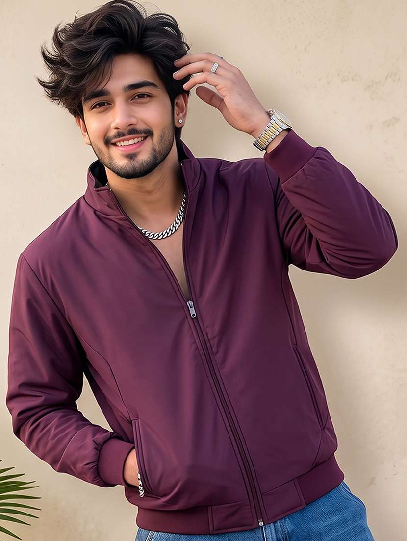 Men Solid Long Sleeves Reversible Bomber Jacket - 22618484 -  Standard Image - 3