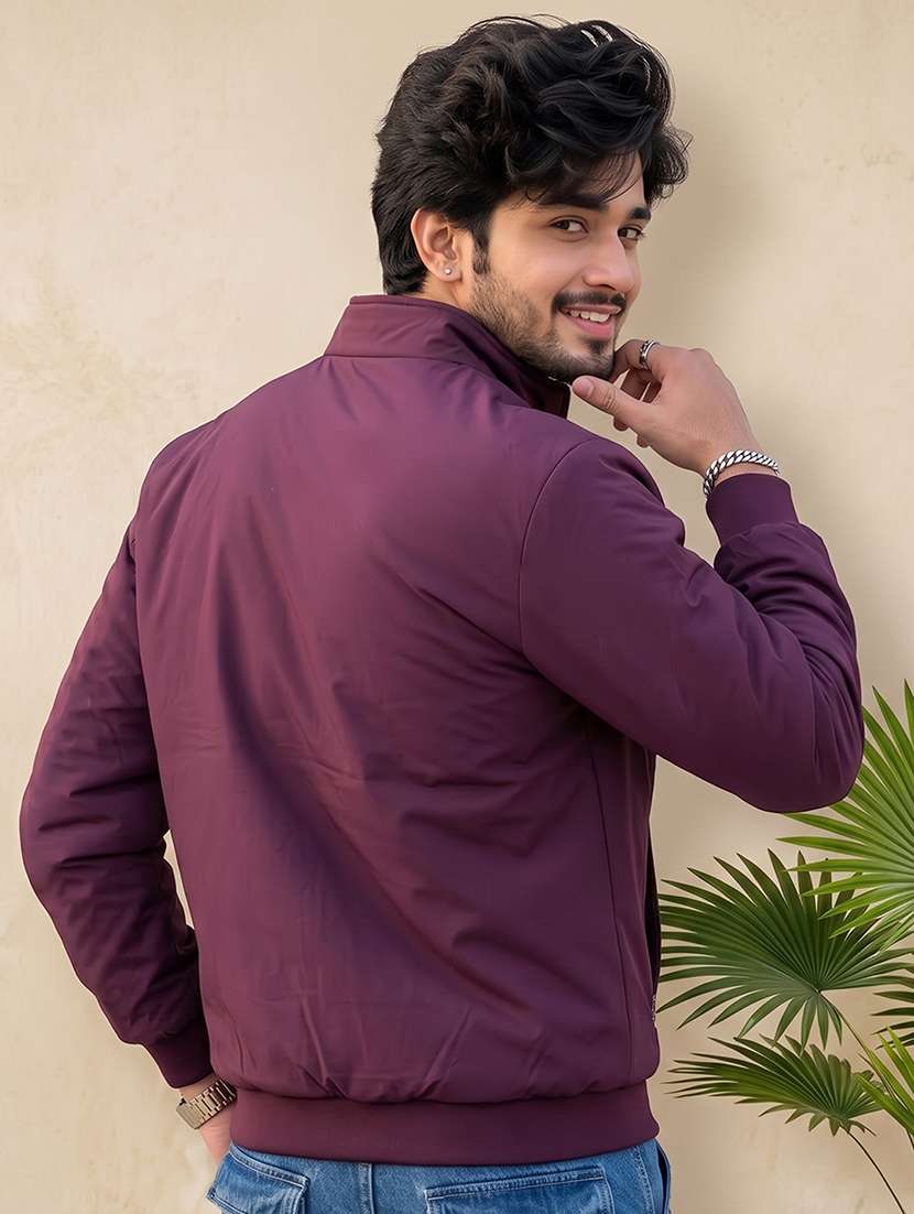 Men Solid Long Sleeves Reversible Bomber Jacket - 22618484 -  Standard Image - 5