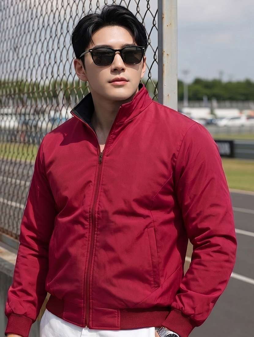 men solid long sleeves reversible bomber jacket - 22618497 -  Standard Image - 3