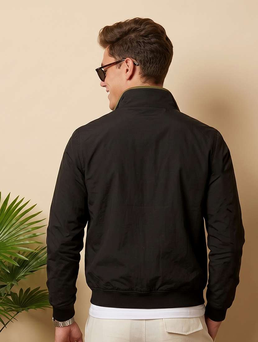 men solid long sleeves reversible bomber jacket - 22618498 -  Standard Image - 3