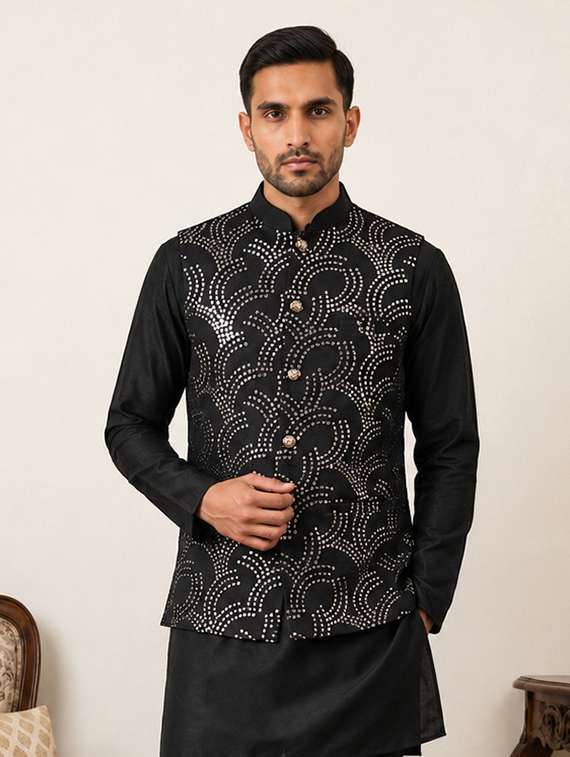 Men Embroidered Sleeveless Nehru Jacket - 22618548 -  Standard Image - 5