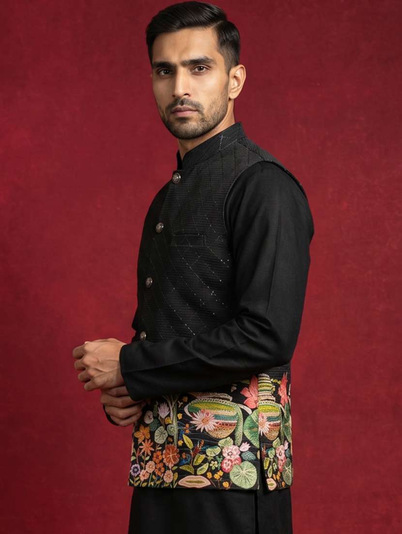 Men Printed Sleeveless Nehru Jacket - 22618554 -  Standard Image - 3
