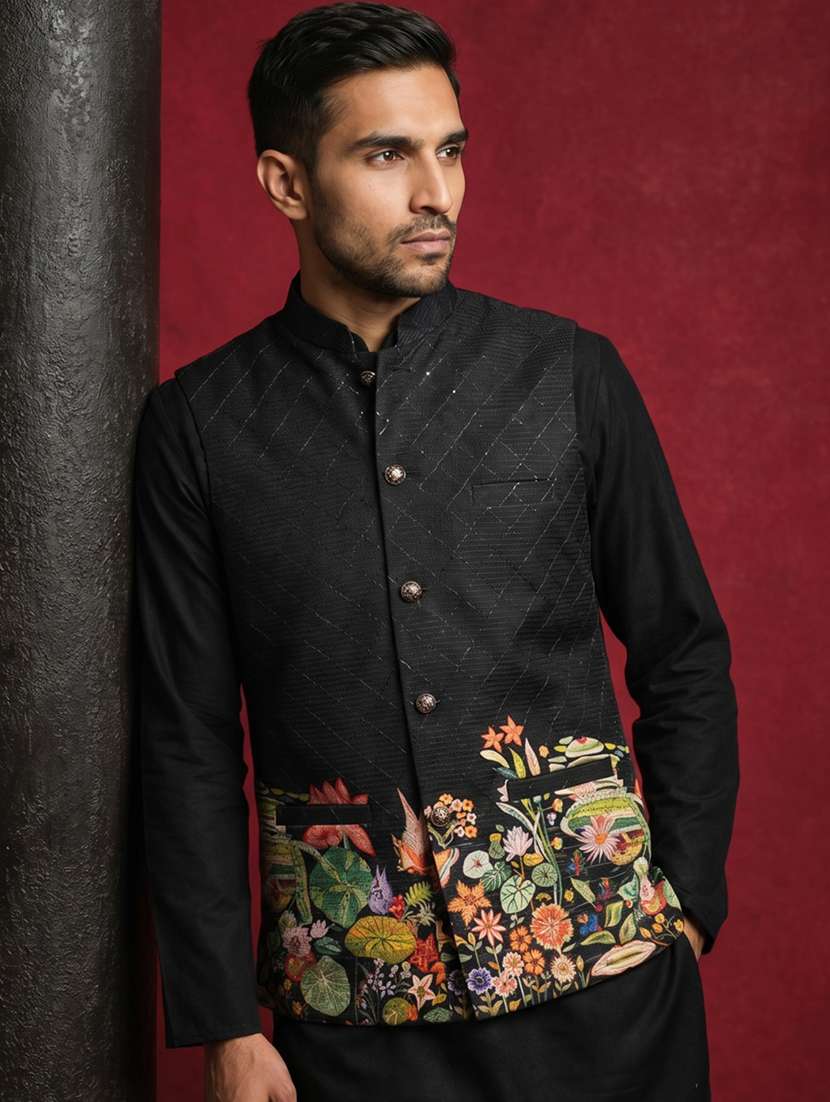 Men Printed Sleeveless Nehru Jacket - 22618554 -  Standard Image - 5