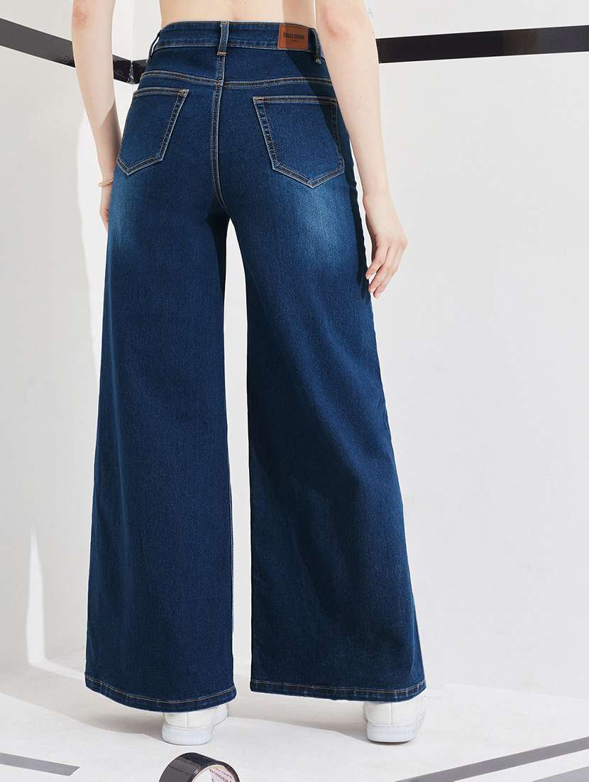 Women Washed High Rise Wide Leg Jeans - 22618672 -  Standard Image - 3