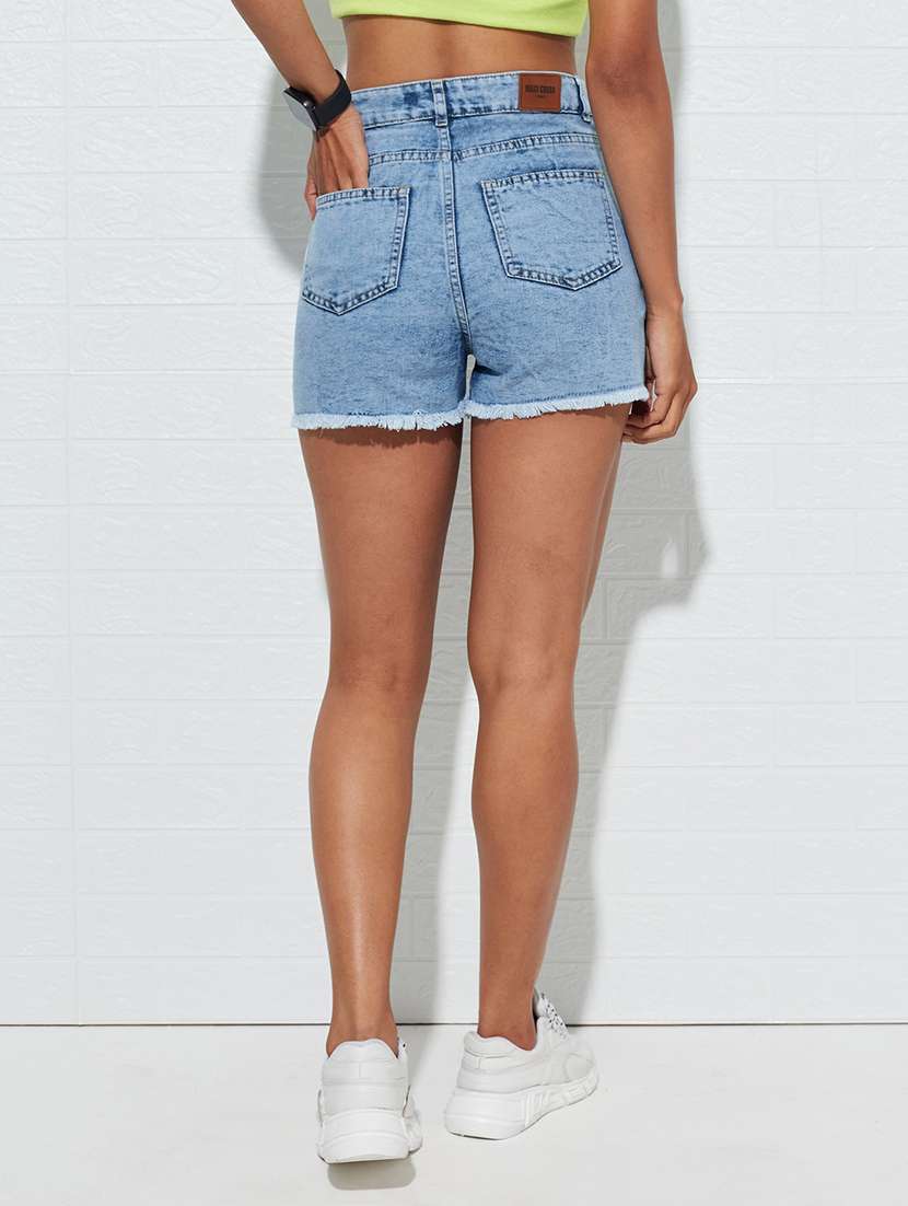 Women Distressed High Rise Denim Shorts - 22618725 -  Standard Image - 3