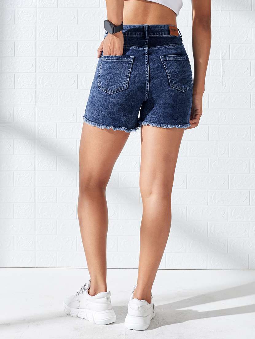 women washed high rise denim shorts - 22618730 -  Standard Image - 3