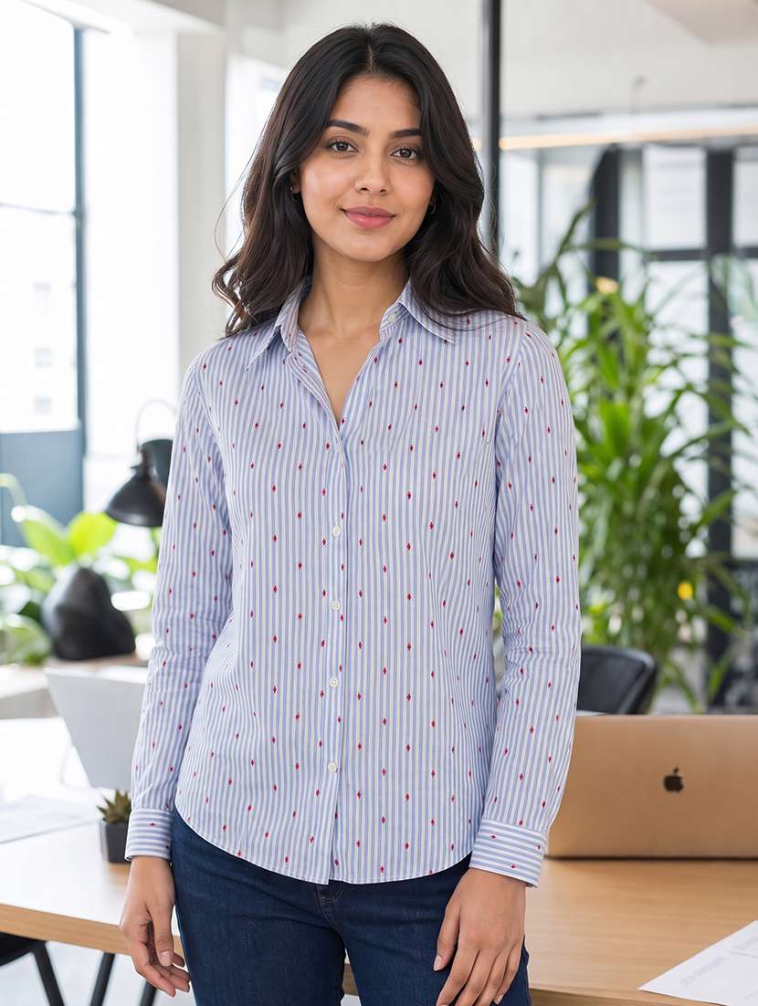 women printed long sleeves regular shirt