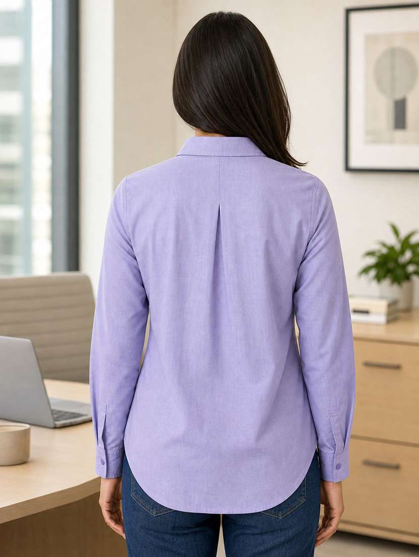 women solid long sleeves regular shirt - 22618867 -  Standard Image - 3