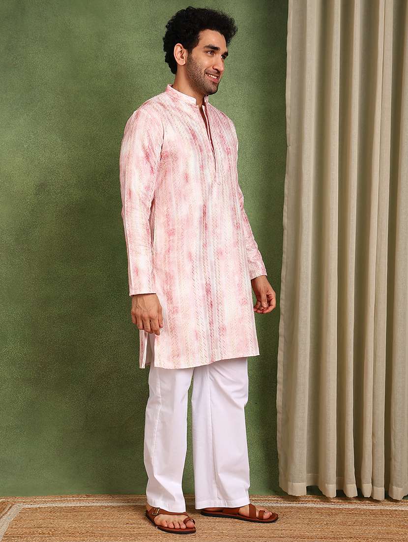 Men Embroidered Mandarin Neck Long Kurta - 22618914 -  Standard Image - 5