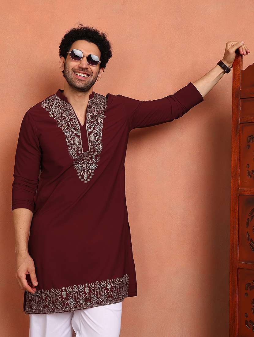 men embroidered long sleeves kurta pyjama set