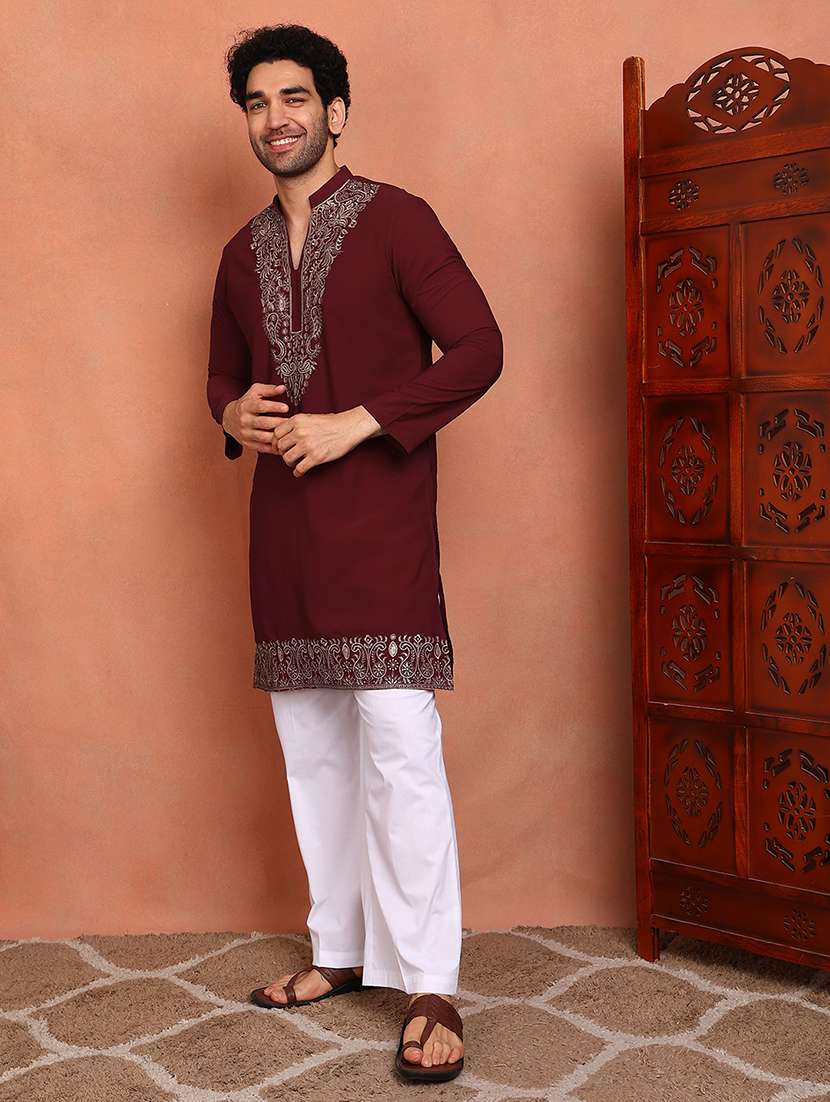 men embroidered long sleeves kurta pyjama set - 22618969 -  Standard Image - 3