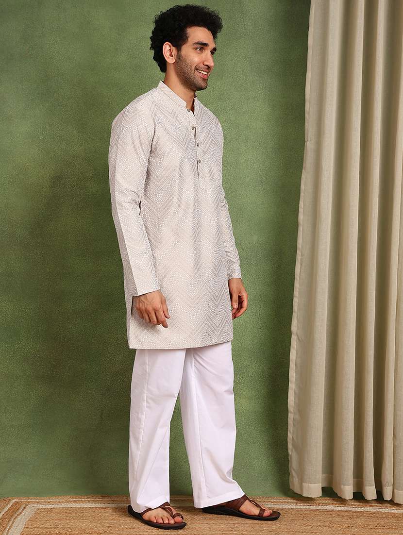 men printed mandarin neck kurta pyjama set - 22618983 -  Standard Image - 3