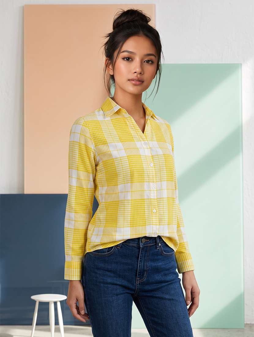 women checked long sleeves regular shirt - 22619006 -  Standard Image - 3