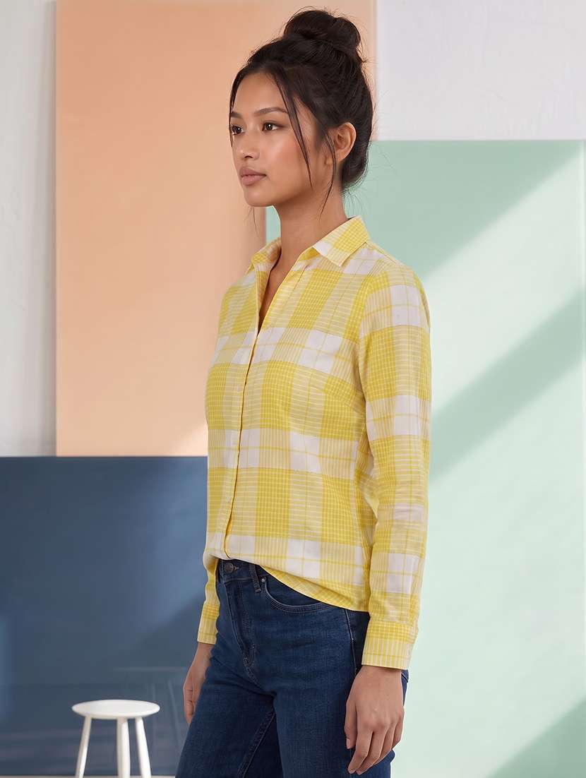 women checked long sleeves regular shirt - 22619006 -  Standard Image - 5