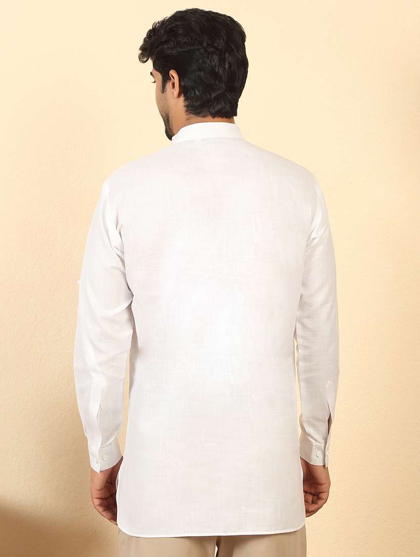 men solid mandarin neck short kurta - 22619039 -  Standard Image - 3