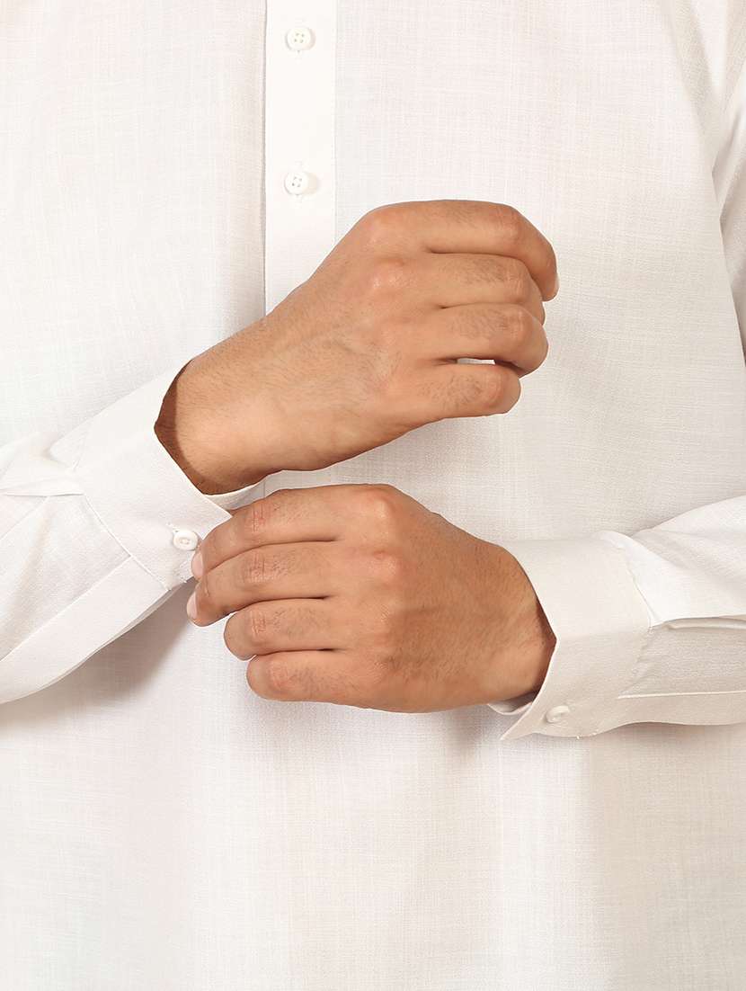 men solid mandarin neck short kurta - 22619039 -  Standard Image - 5