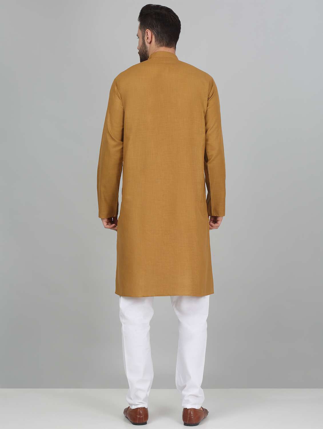men solid mandarin neck long kurta - 22619150 -  Standard Image - 3