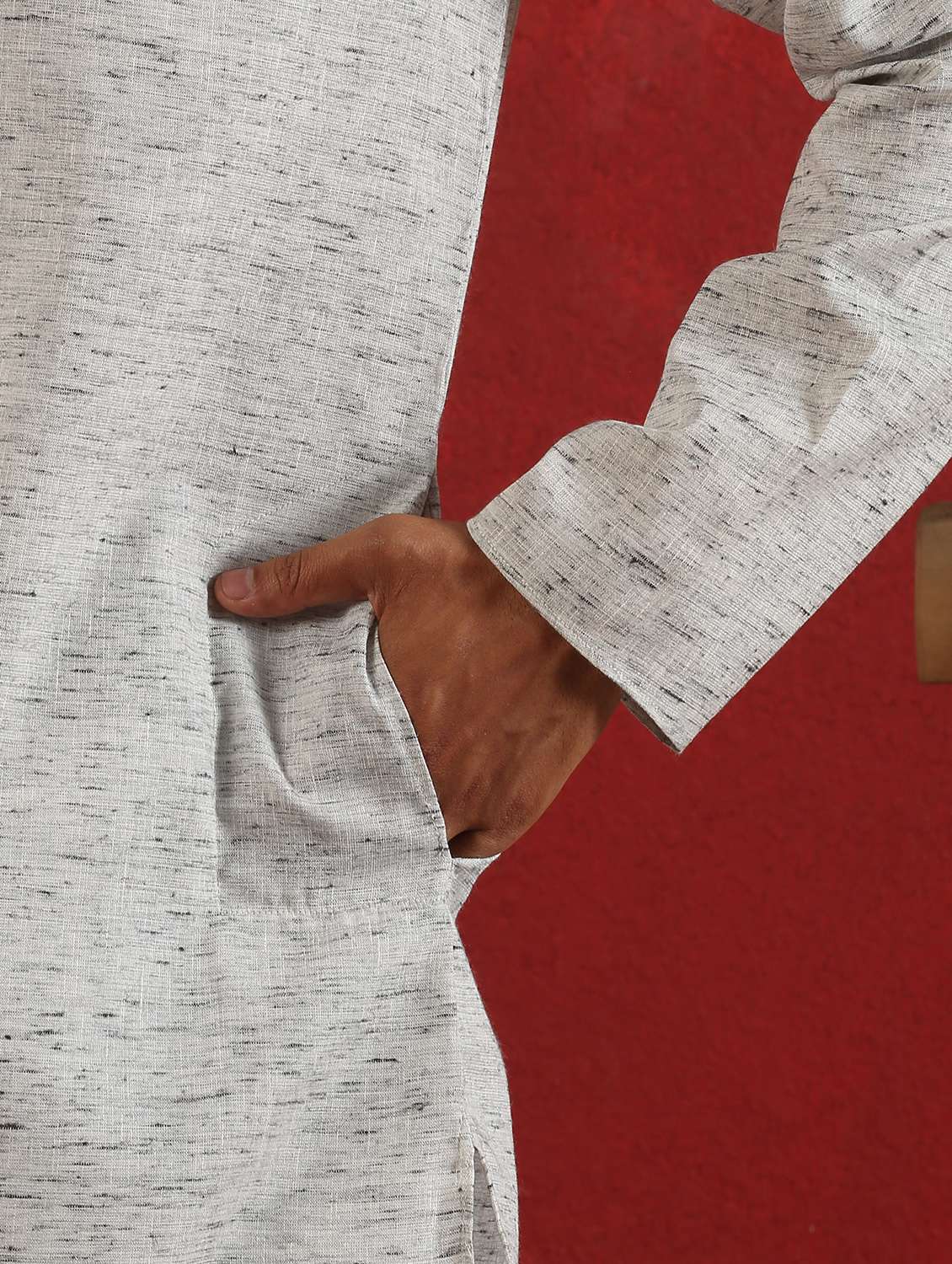 men self design mandarin neck long kurta - 22619234 -  Standard Image - 5
